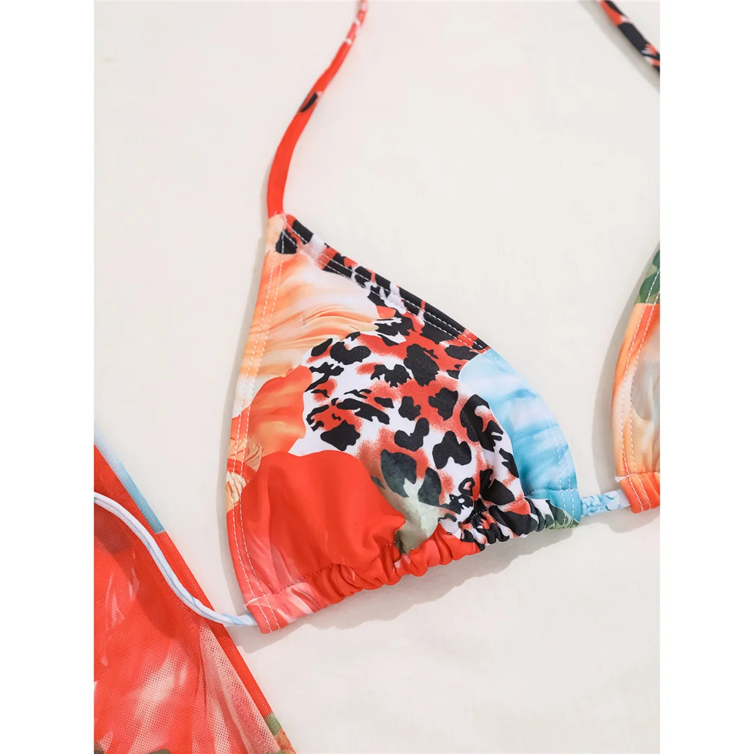 XS - L, mit Rock, Blumenmuster, Bikini, Damen-Badeanzug, dreiteiliges Bikini-Set, Damen-Bademode, Badebekleidung, Badeanzug, Modell V6788. – Detail 22