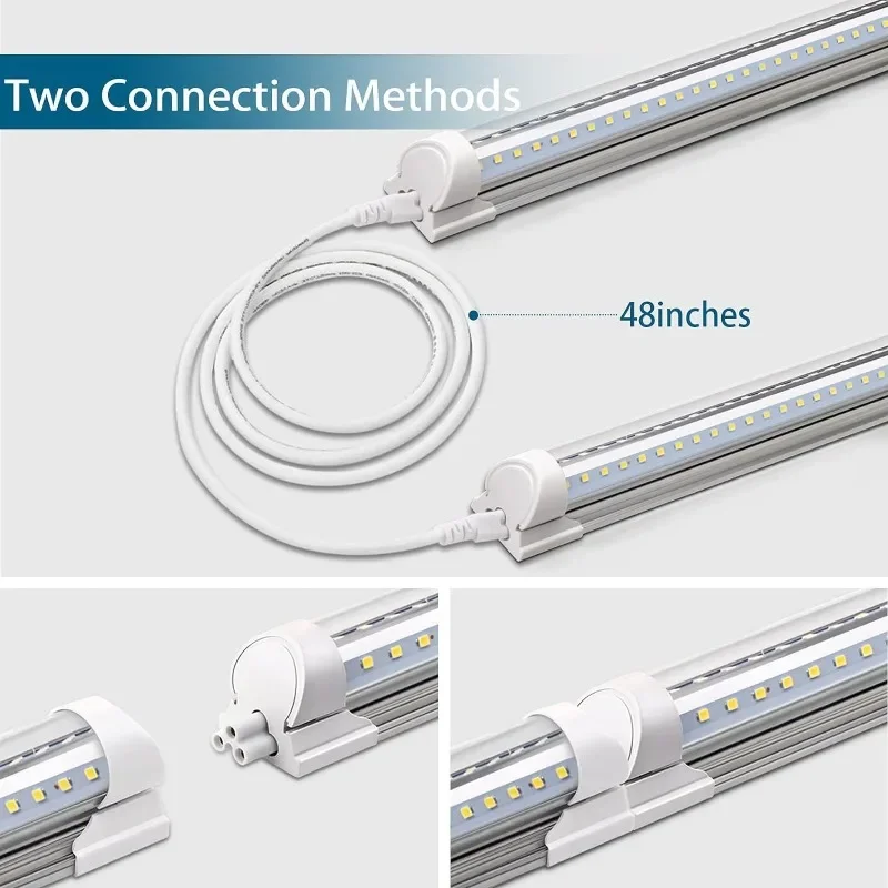 Barrina-LED loja luz, luz do dia branco, forma de V, tampa clara, saída Hight, enlaçável, T8, luzes do tubo, 8FT, 72W, 9000LM, 5000K