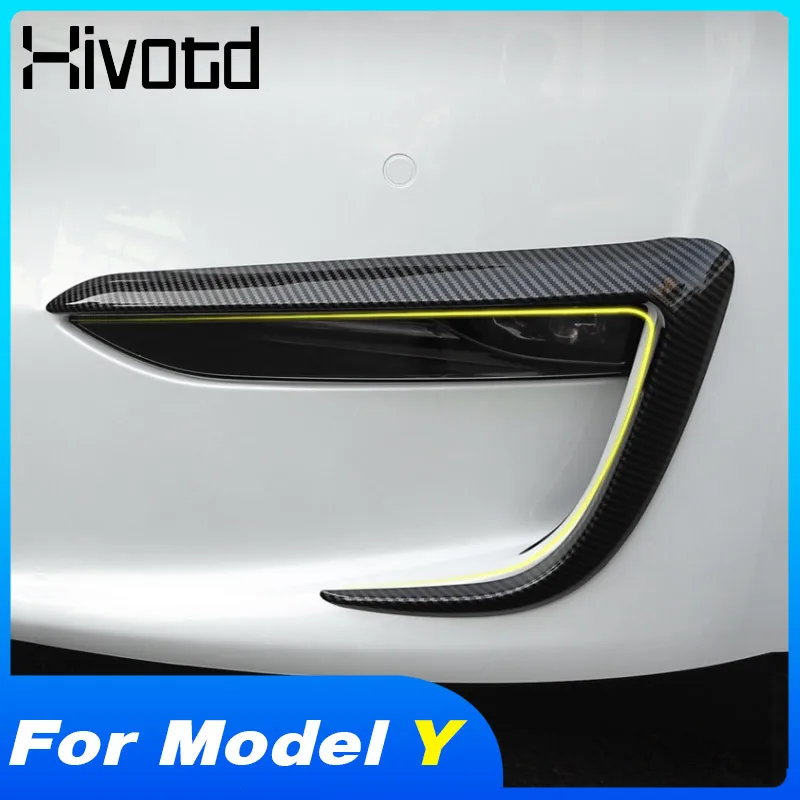 

Hivotd Front Rear Fog Light Cover Trim Foglight Lamp Eyebrow Exterior Car Styling Decor Accessories For Tesla Model Y 2021 2022