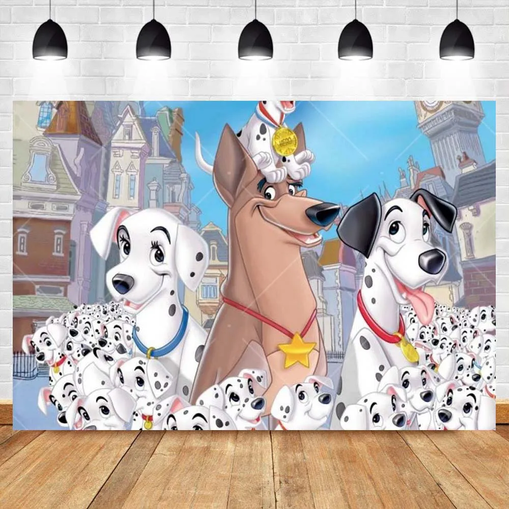 Disney White 101 Dalmatians Dogs Photography Backdrop Birthday Party Baby Shower Supplies Banner Decor Custom Background