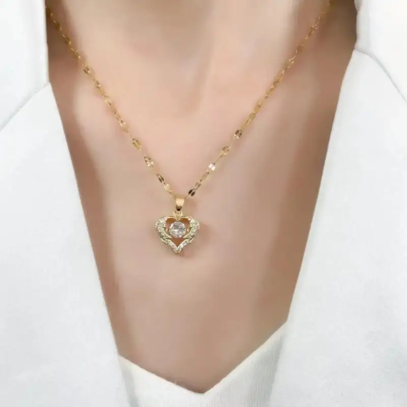 Japanese And Korean Style Love Soul Dynamic Ocean Heart For Girls Collarbone Chain, New Pendant Design, Alloy Chain