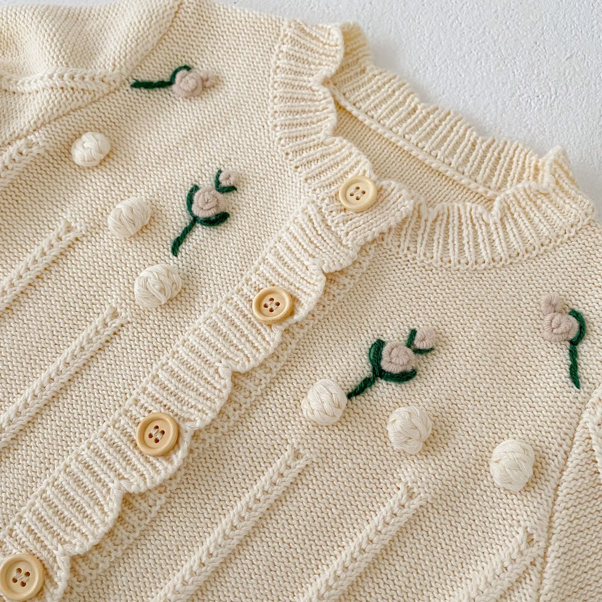 autumn winter baby sweater flower long sleeved suspender sweater knitted Jumpsuit two piece set baby girl outfit set