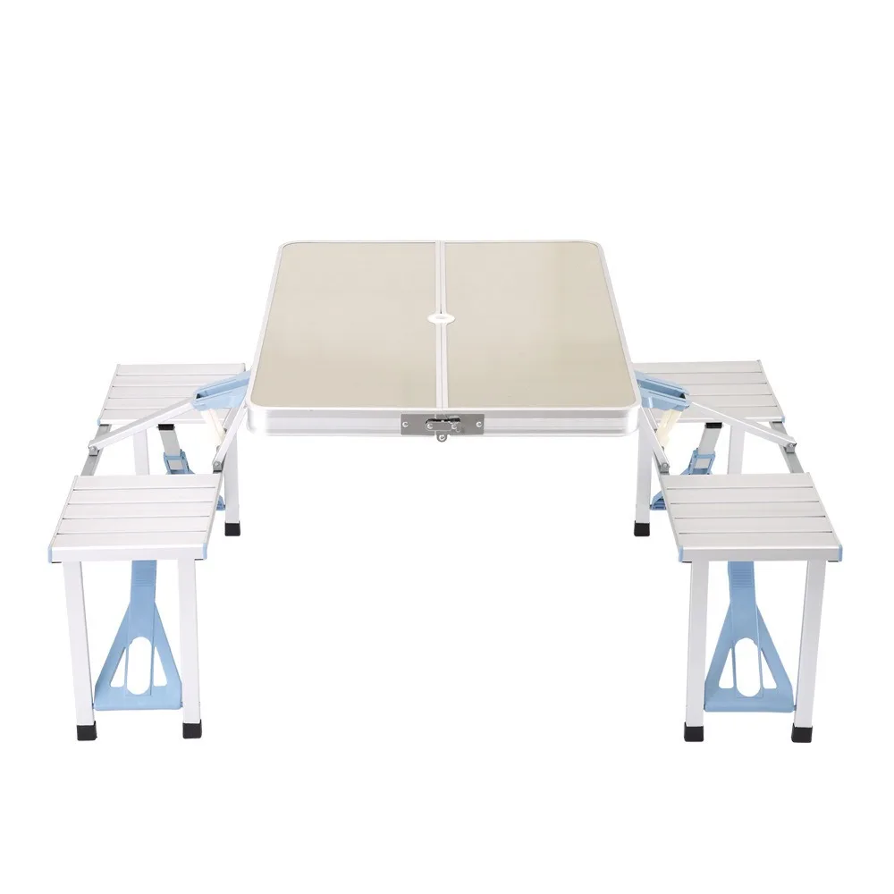 One-piece Aluminum Alloy Folding Tables and Chairs Portable Camping Table Barbecue and Chairs Promotion Outdoor Leisure