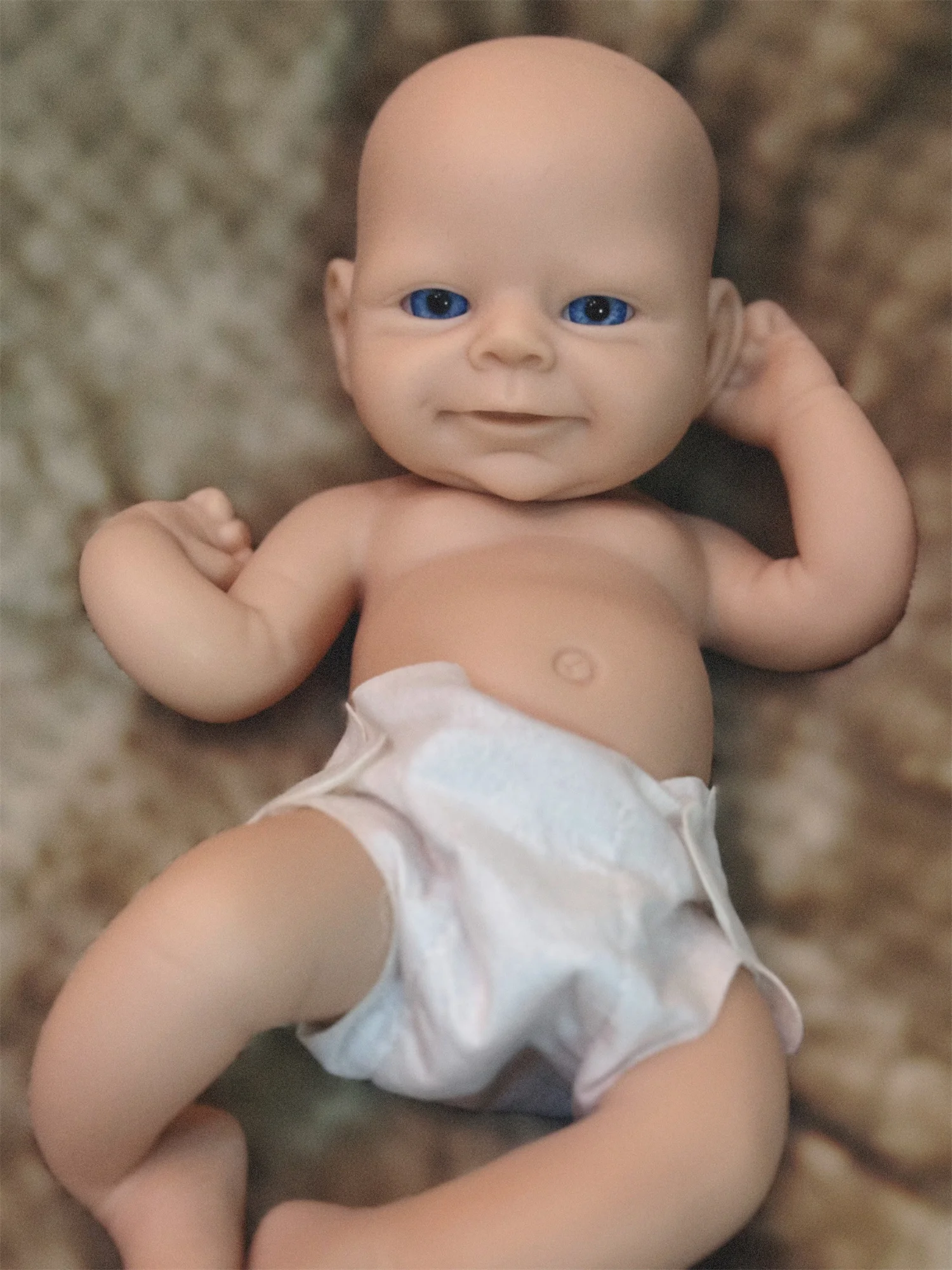 Può lavare 33 cm non verniciato bocca aperta in silicone solido Bebe Reborn ragazza / ragazzo morbido al tatto bambole appena nate realistiche fatte a mano