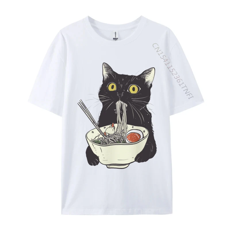 Ramen Cat Ramen Cat Cotton Men T-shirts Print T Shirt Slim Fit Group T Shirts Drop Shipping Tops Shirts Design image 3
