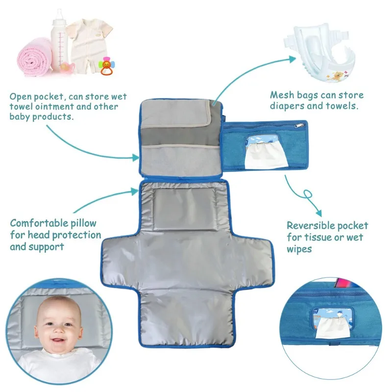 

Portable Waterproof Baby Diaper Changing Mat Reusable for Mom Bag Organizer