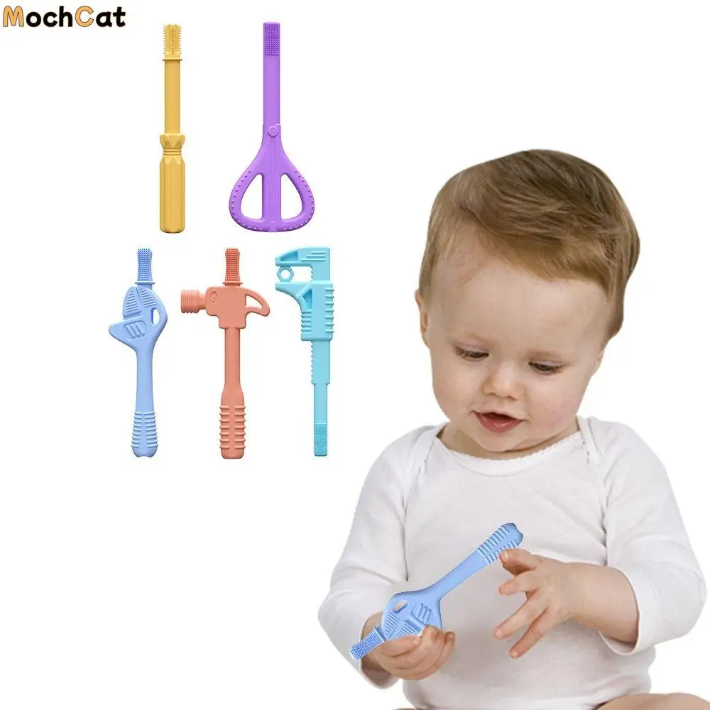 

Creative Silicone Teething Toys Food Grade Silicone Tools Shaped Baby Teethers Safe To Chew BPA Free Infant Teething Toys