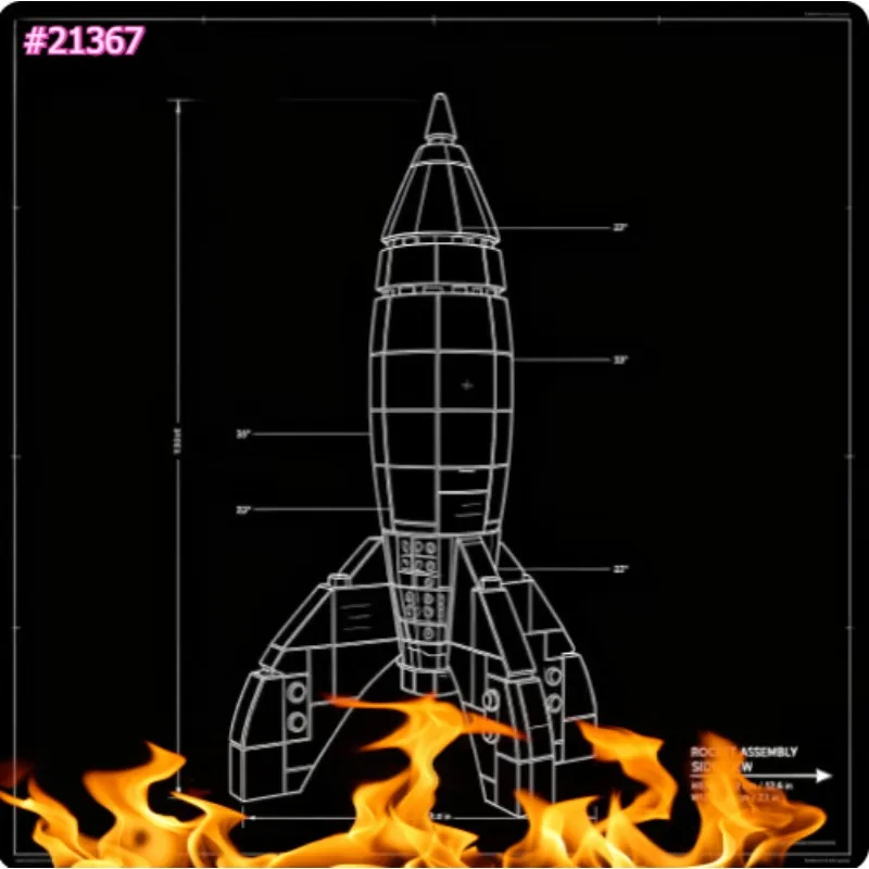 2026  NEW HOT Creative Store- MOC Red White Striped Space Rocket Model  DIY Assembly Gifts for Adults Collection Desktop