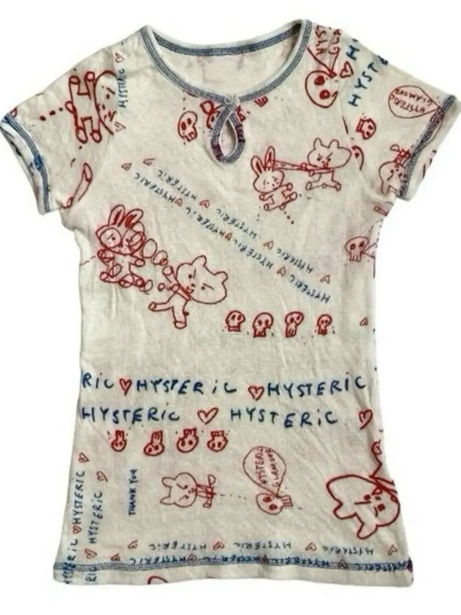 

Американская футболка Retro Skull Punk Ro Street k Any ort Sve, топ Millennium Y2K, женский модный летний круглый топ Ne