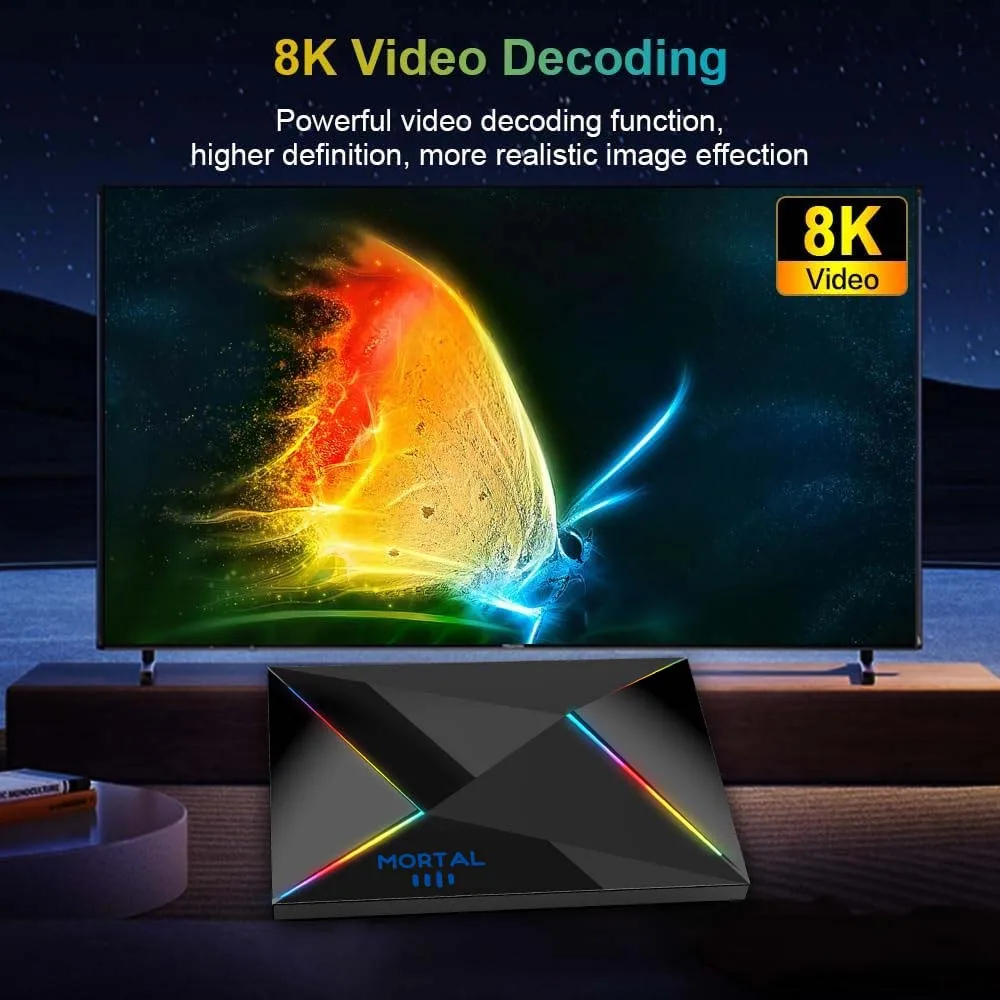 New Mortal T9 Allwinner H728 WIFI 6 BT5.4 High Performance Android TV Box Android 14 8K HD Multi-language Streaming Media Player