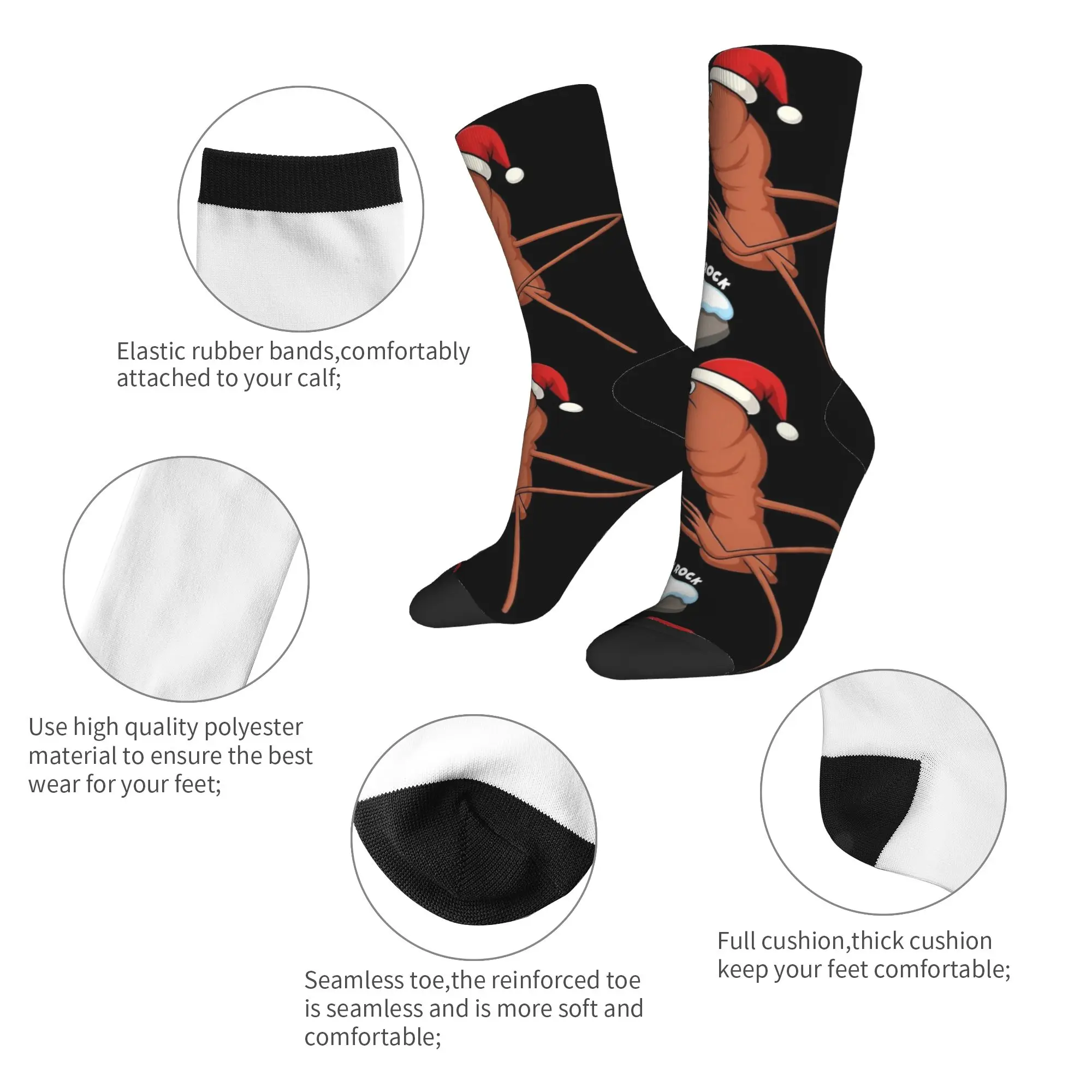 Мне не нравится эту рок-Маркус Червь Рождественские рождественские носки Чулки Зимние нескользящие мужские носки Мягкие дизайнерские велосипедные носки