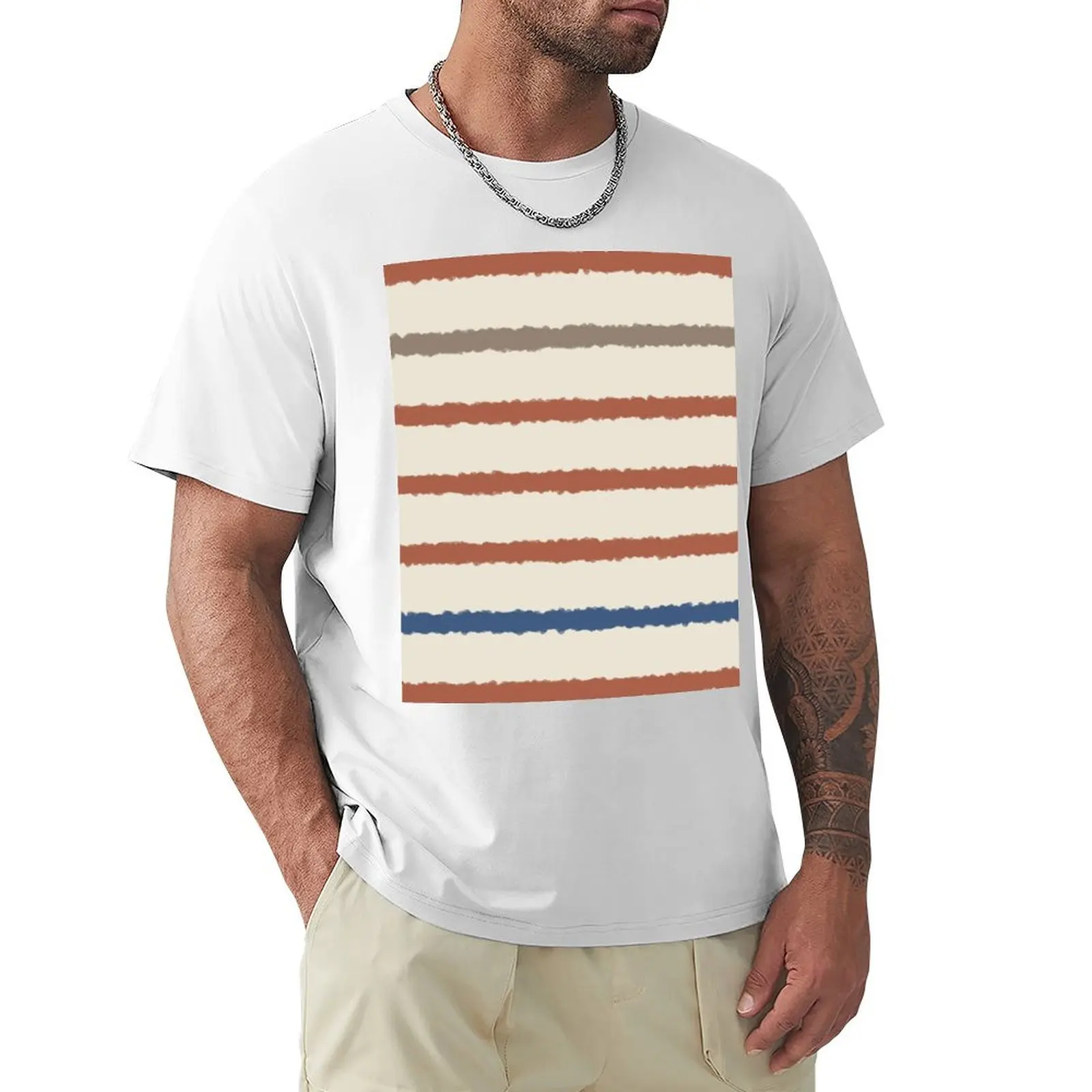 

Speckled Stripes - Horizontal - Blue, Auburn, Beige, Cream T-Shirt cute clothes sweat funnys anime mens graphic t-shirts pack