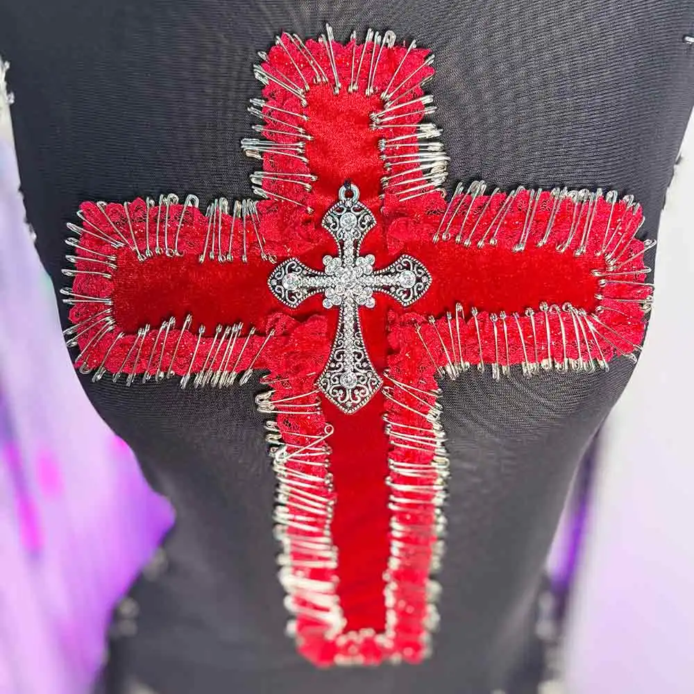 Harajuku Y2K بلايز دبوس E-الفتيات ملابس للنادي الهذيان ملابس الصليب ايمو القوطي في سن المراهقة الشرير الصخرة القوطية تانك الجرونج موضة إحياء