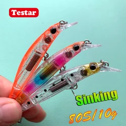 Testar Sinking Minnow Bait Fishing Lure 80mm 10g Long Casting Swimbait Magnet Transfer Wobblers Hard bait Trout Pike Bass Pesca