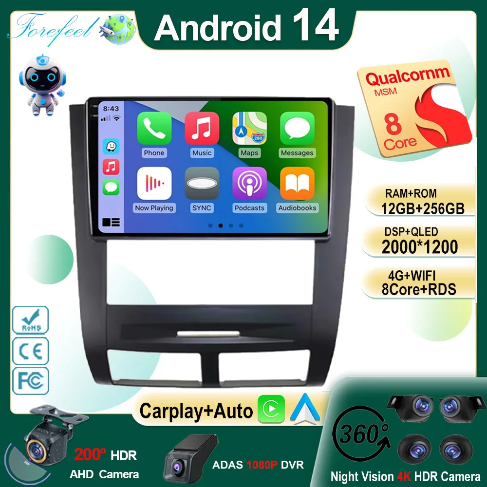 Android 14 Carplay Auto For SsangYong Rexton Y250 II 2 2006 - 2012 Car Radio Navigation GPS Multimedia Video Player DVD 5G WIFI