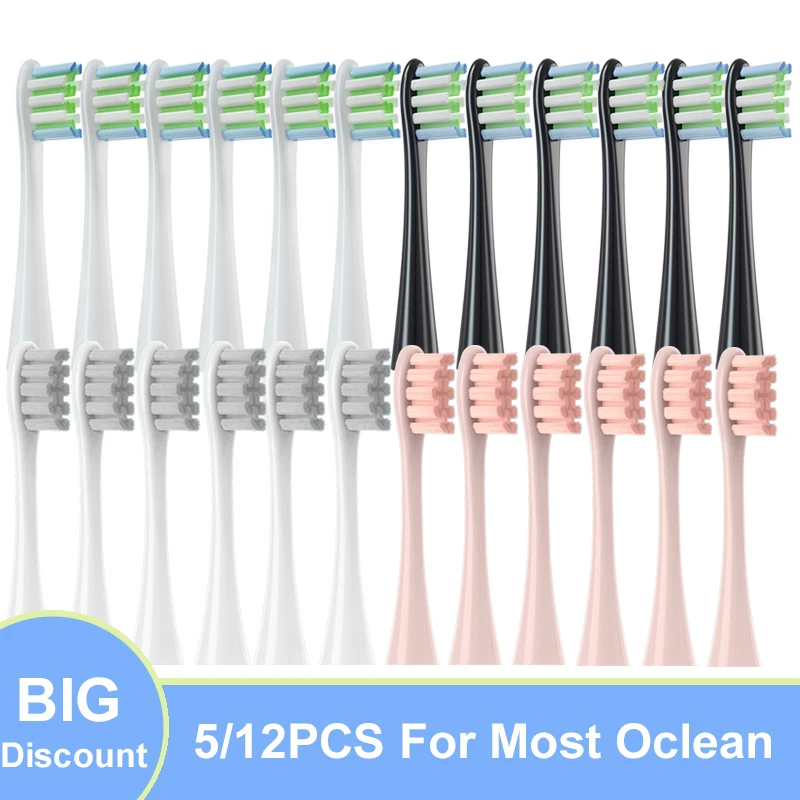 5/12 PCS Toothbrush Heads Replaceable for Oclean X/ X PRO/ Z1/ F1/ One/ Air 2 /SE/Flow Soft DuPont Bristle Sonic Brush Nozzles