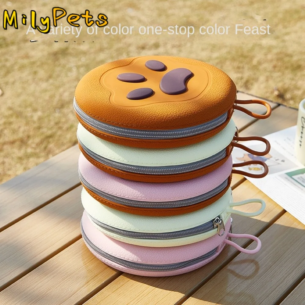 

Складная силиконовая миска для животных, разноцветная, предотвращающая удушье, контейнер для корма для щенков, силиконовая миска в форме кошачьей лапы, двойная миска для кормления кошек