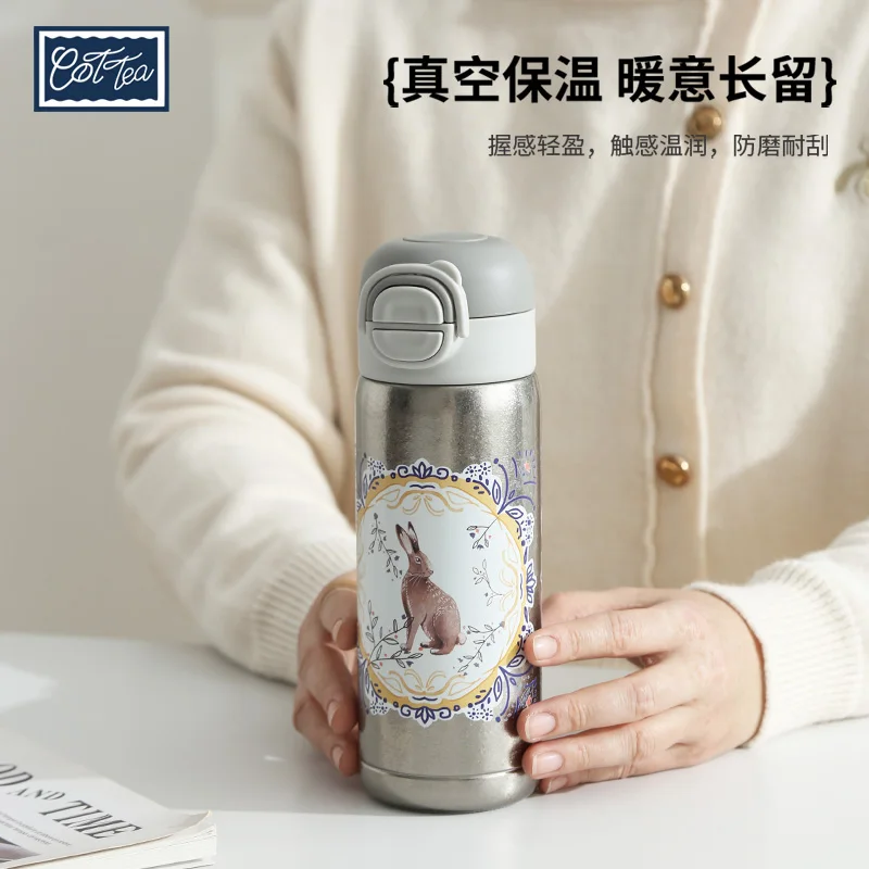 

Лондонская керамика, 500 мл, титановый кролик, термос для горячего кофе, термобутылка для воды, кружка, детская посуда для гурманов с соломинкой