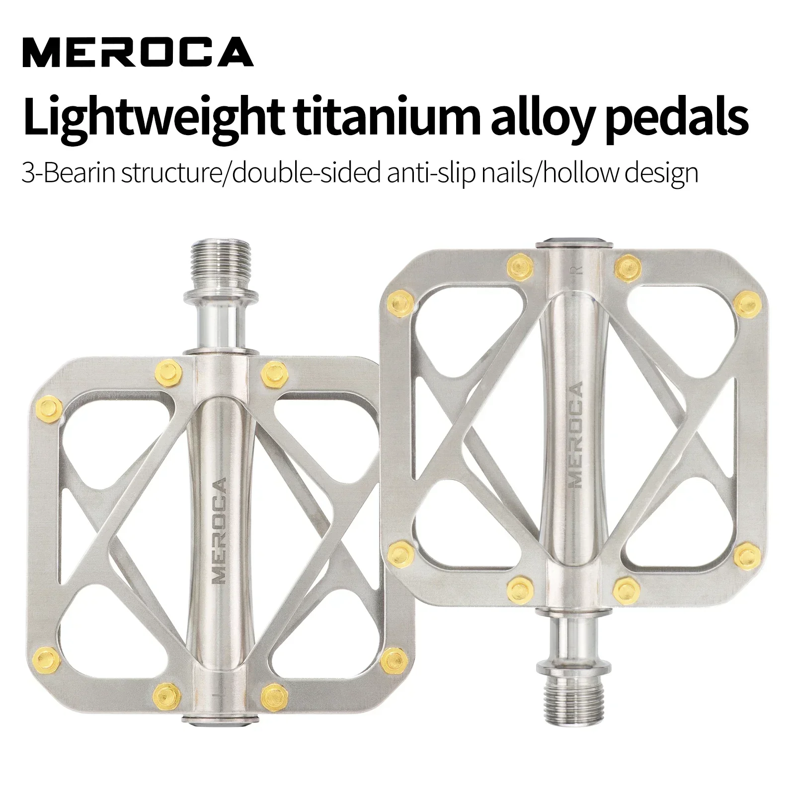 

MEROCA Titanium Alloy Pedals Anti-Slip Bicycle Pedals Ultra-Light 3 Bearing for Mountain Bike Mtb Pedal