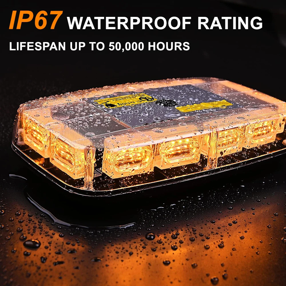 Roof Top Strobe Lights 48LED Emergency Safety Hazard Warning Light LED Flashing Light Bar Magnetic Mount for 12V 24V Car Truck view 5