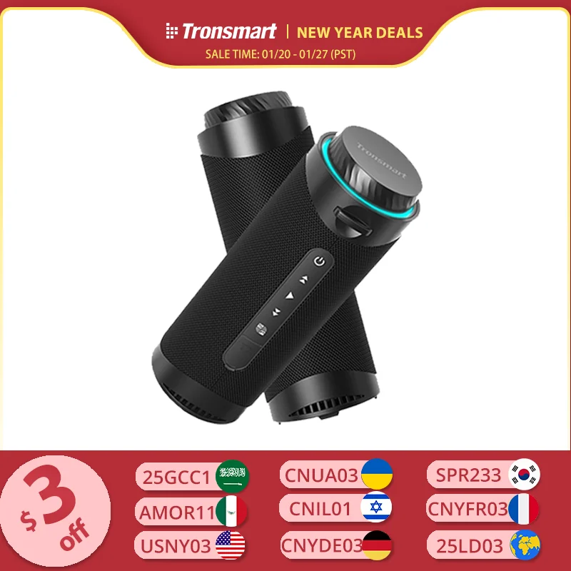 Tronsmart T7-Lautsprecher, tragbarer Bluetooth-Lautsprecher mit 360-Grad-Surround-Sound, LED-Modi,