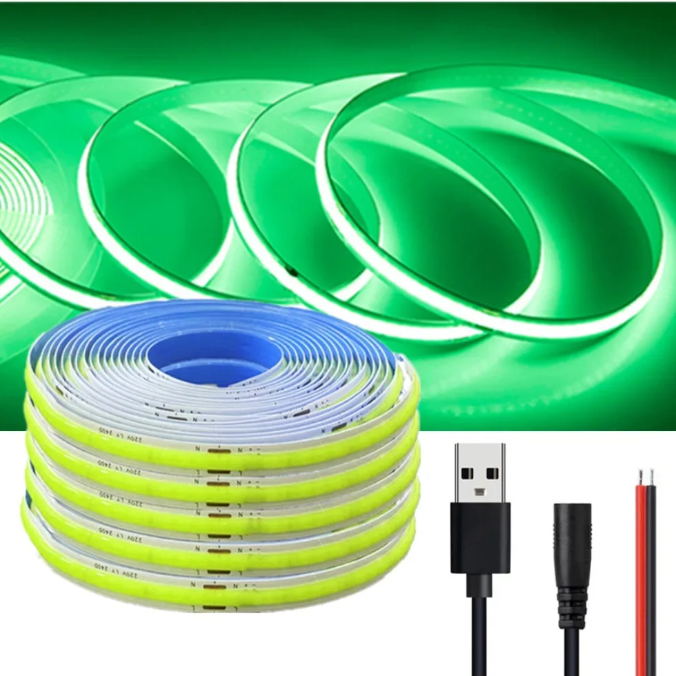 5V 12V 24V COB LED Strip High Density RA95 320 LEDs Warm Nature Cool White Red Ice Blue Yellow Pink Flexible Ribbon Linear Light