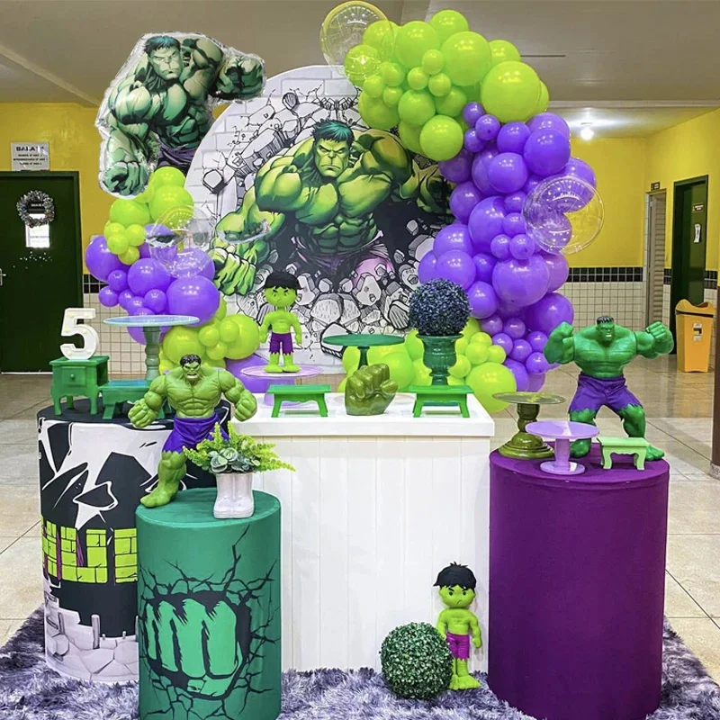 87Pcs Disney Incredible Hulk Theme Balloon Kit Green Number 1-9th Foil Ball Boy Birthday Baby Shower Party Decoration Supplies