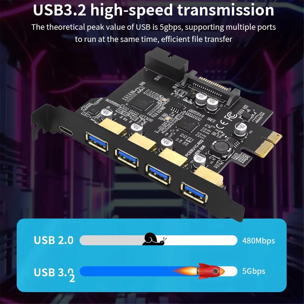 N18R USB 3.0 PCI-E Type C Карта расширения PCI-E 1x к USB 3.0 Контроллер 4-портовый USB 3.0 + 1-портовый адаптер USB 3.1 PCI-E Card