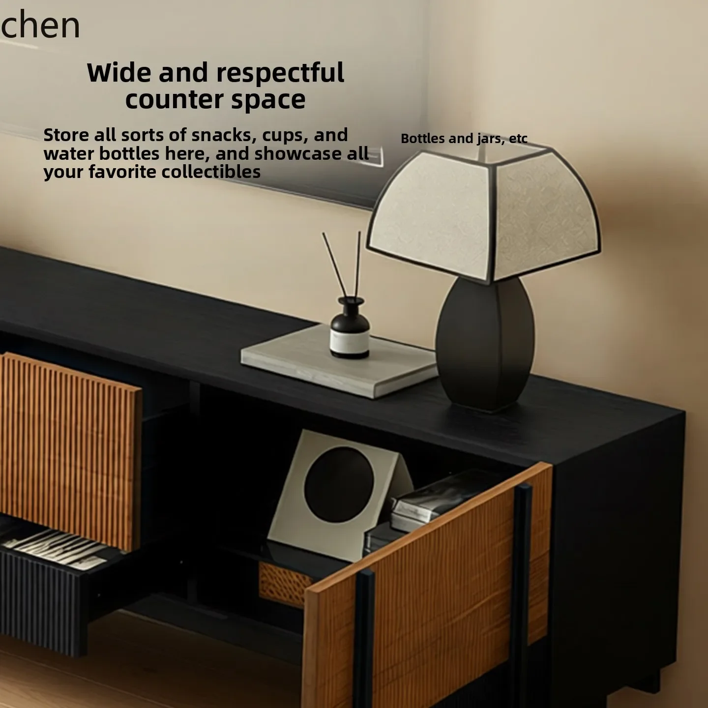 DSAVintage Style Ash Wood TV Cabinet with Integrated Storage for Living Room, Small Apartment Solid Wood TV Stand