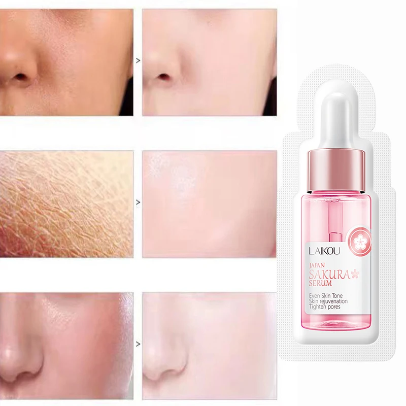 Sakura Face Care Serum Smooth Wrinkle Face Lifting Facial Serum Moisturizer Whitening Brighten Korean Skin Care Products 1.5ml*3