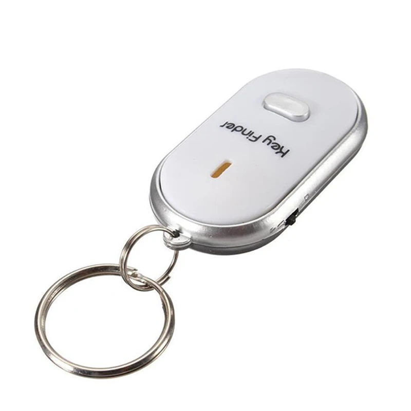 LED Key Finder Locator ค้นหาหาย Keychain Chain เสียงนกหวีดควบคุมเสียง Locator Keychain อุปกรณ์เสริม QJY99