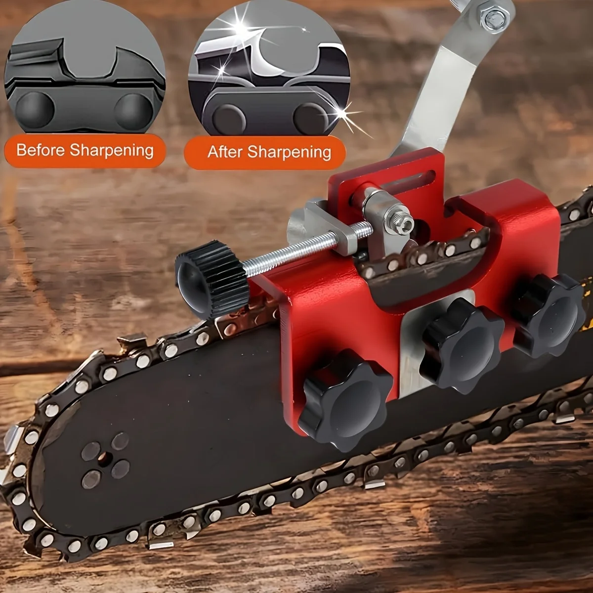 5-in-1 Chainsaw Sharpening Kit with Hand-Crank Jig & 5PCS Stones | Portable Sharpener for 8"-22" Electric/Gas Chainsaws