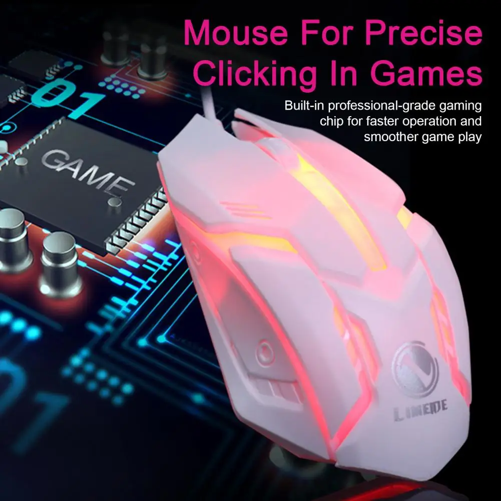 Anti-skid Scroll Wheel Mouse Colorful Led Gaming Mouse A Mechanical 1000 Dpi E-sports Usb Wired Mouse for Desktop Laptop Pc