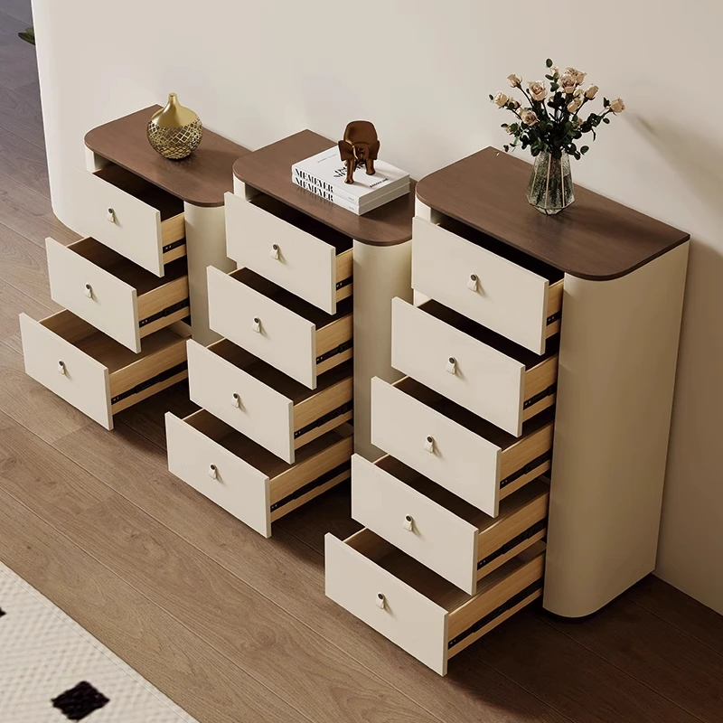 AA  High-end light luxury solid wood chest cabinet walnut multi-functional locker saddle leather storage locker