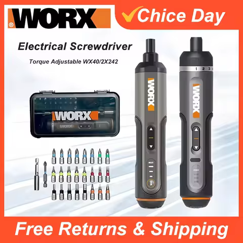 Worx 30 Bit Sets Power Tools WX242 Electrical Screwdriver Sets Smart Cordless drill Screwdrivers USB Rechargeable Handle 4V DIY