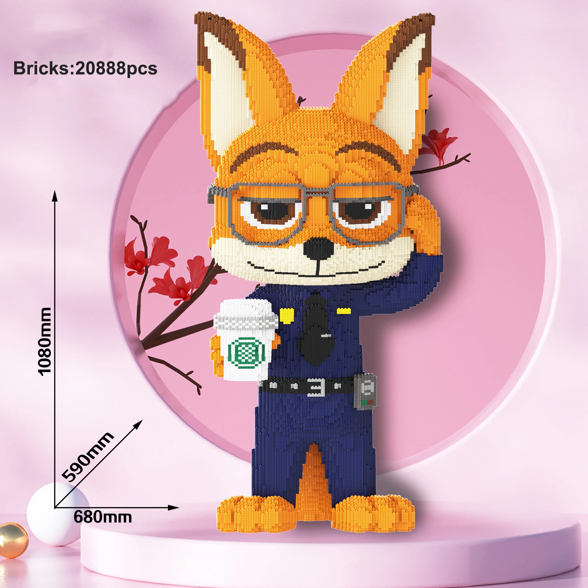 100cm Zootopia Big Nick Fox Building Blocks Disney Judy Rabbit Model Assembled Connection Brick Figure Toys For Home Decoration