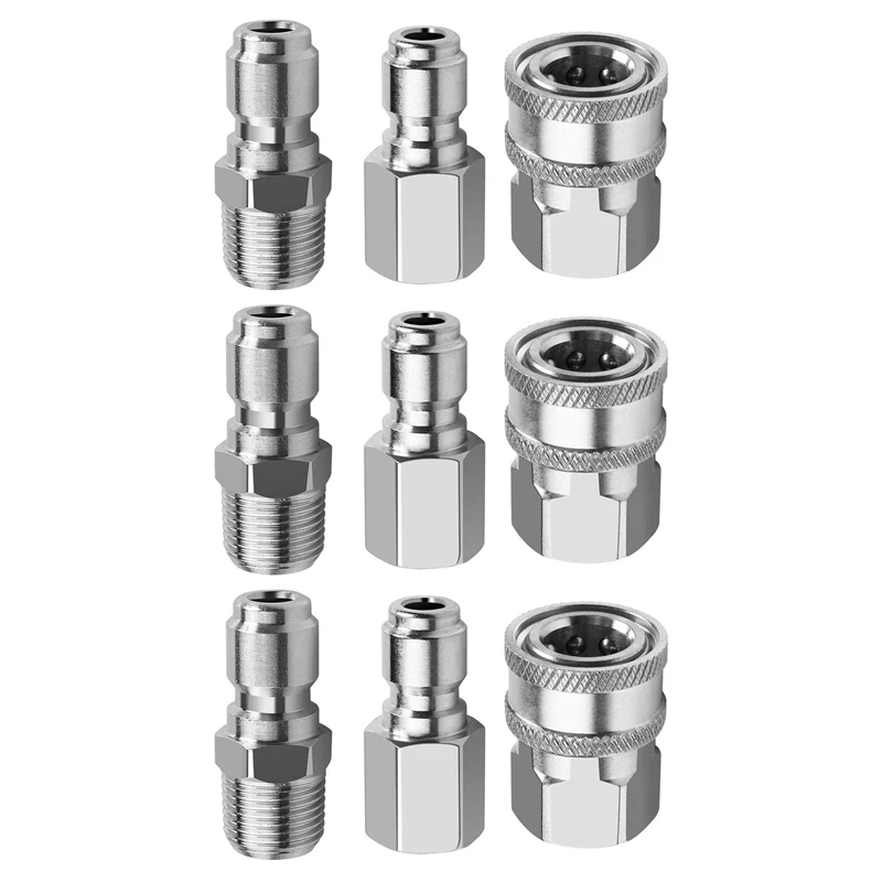 

HOT-3X NPT 3/8 Inch Male And Female Connector Kit Pressure Washer Adapter Set And 3 Pieces NPT 3/8 Inch Pressure Washers