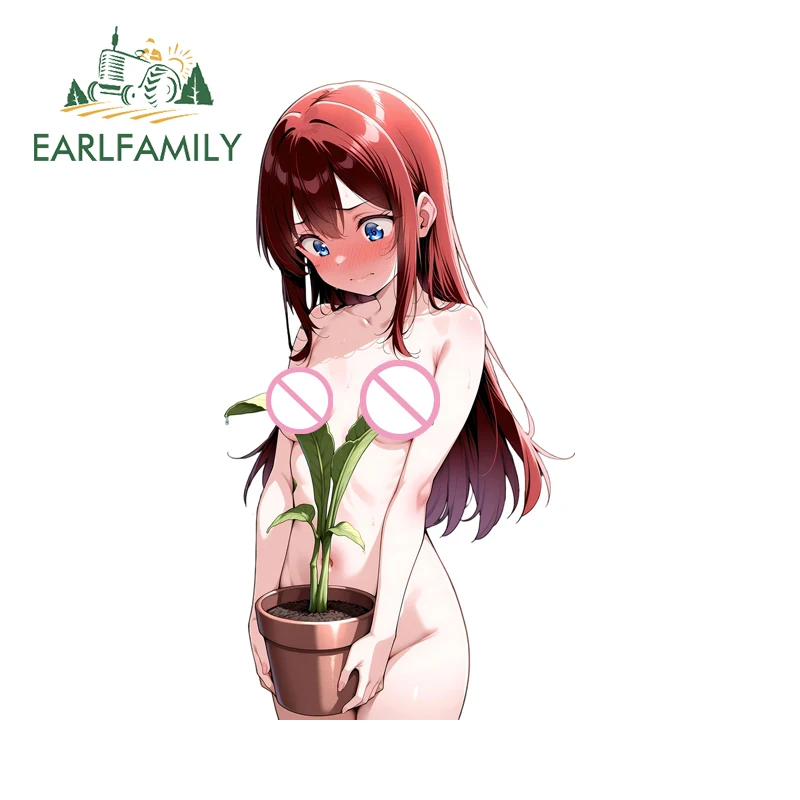 

EARLFAMILY Vegetation Covers The Body Cute Decal Shy Loli Car Sticker Vinyl Car Interior Decoration Bumper Surfboard Accessories