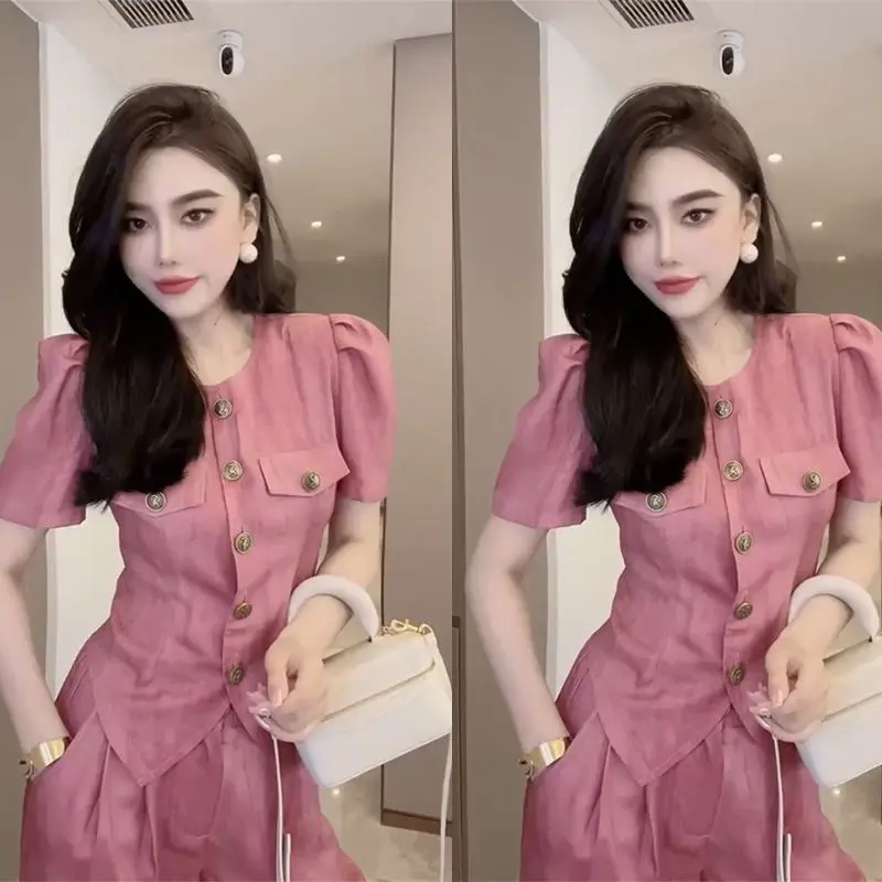 Korean Women's Set Spring/Summer Fashion Casual Slimming Western Style Age Reducing Elegant Women's Two Piece Set