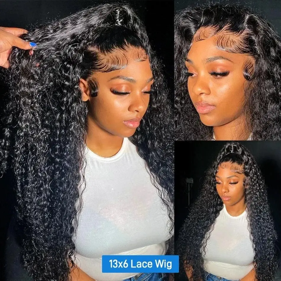 30 32Inch Deep Wave 13x4 13x6 HD Transparent Lace Frontal Wig Human Hair Water Curly 4x4 Lace Closure Wigs For Women Bling Hair