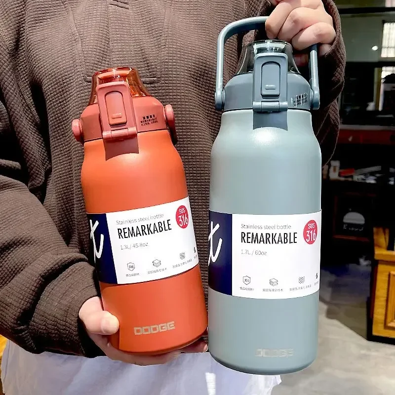 DODGE 1300/1700ML 텀블러 스테인레스 스틸 보온병 병 휴대용 진공 플라스크 야외 스포츠 워터 컵 자동차 절연