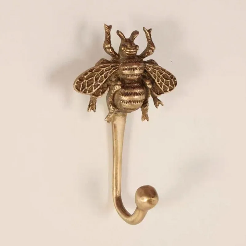 

Brass hook creative retro, little bee head coat hook wall, decorative coat hook, entrance wall hanging