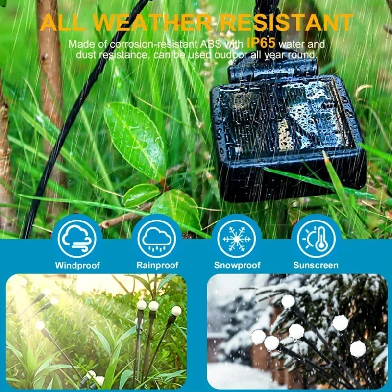 Solar LED Lights Garden Firework Warm Lights Outdoor 6/8 LEDs Waterproof Firefly Lawn Lamps Halloween Patio Pathway Decoration