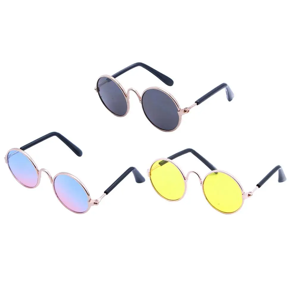 

3 Pcs Pet Glasses Dog Cat Round Frame Vintage Sunglasses Fashionable Eyewear Windproof Lightweight Accessories