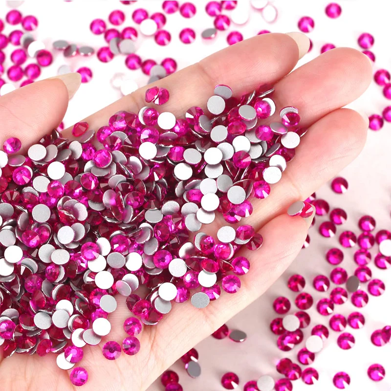 QIAO Peach Super Quality Glitter Gems SS6-SS30 Flatback Stones Crystal Glass Non Hotfix Rhinestones Nail Art Decoration