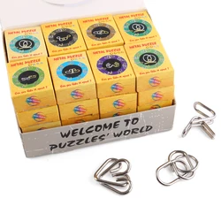 32Pcs Classic Intelligent Montessori Metal Wire Puzzle Baffling Brain Teaser Magic Rings Game Toys for Adult Children Kids Gifts