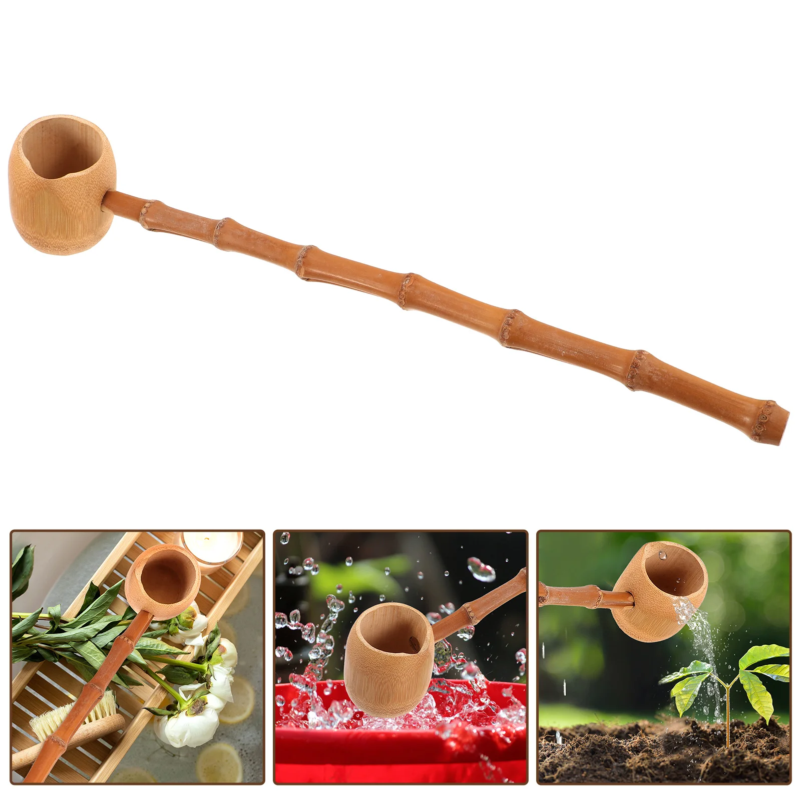 Bamboo Water Ladle Bucket Japanese Style Hishaku Spoon Garden Watering Household