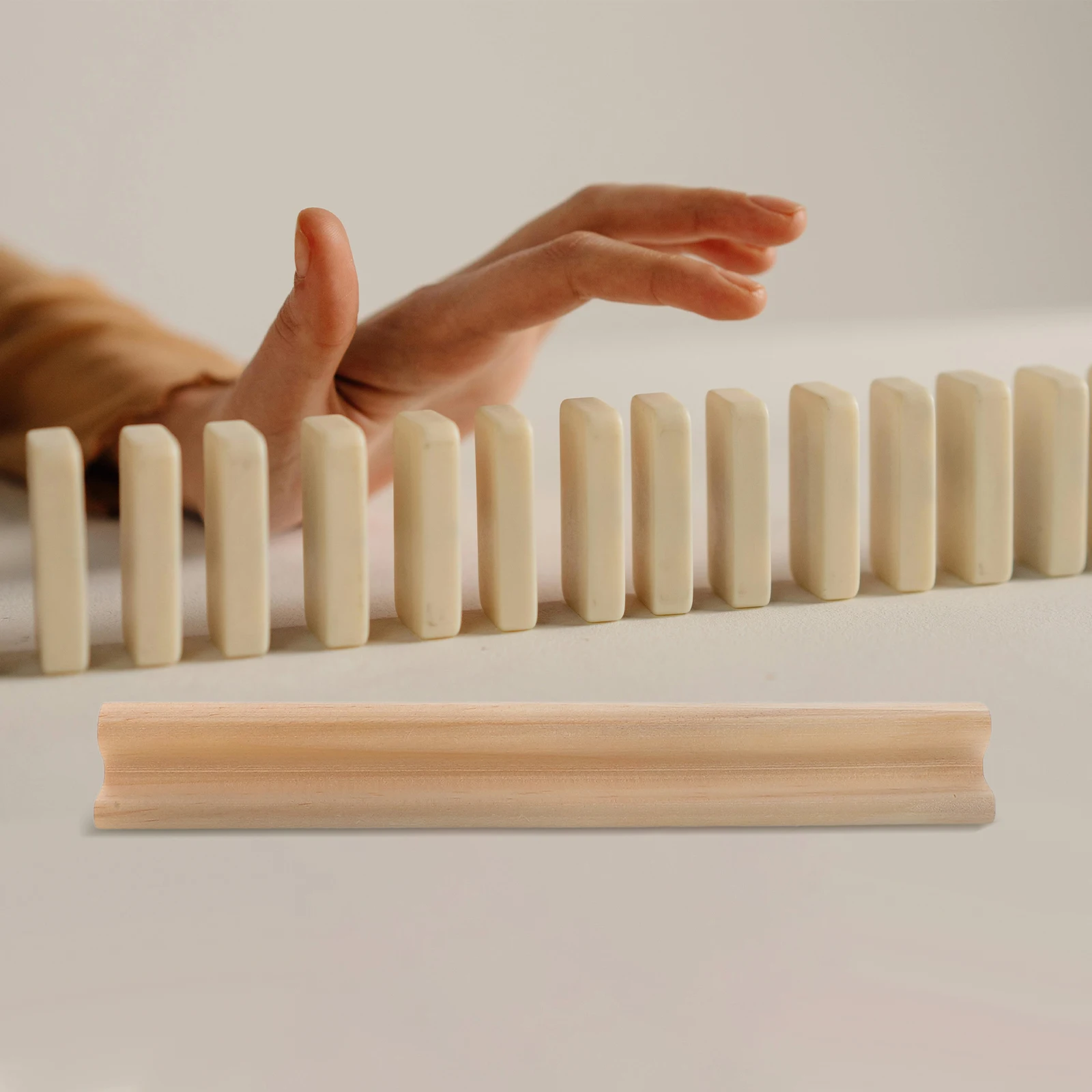 

Wooden Letter Block Base 19cm Natural Wood Domino Holder Mahjong Tile Tray Decorative Game Rack Mexican Train Organizer