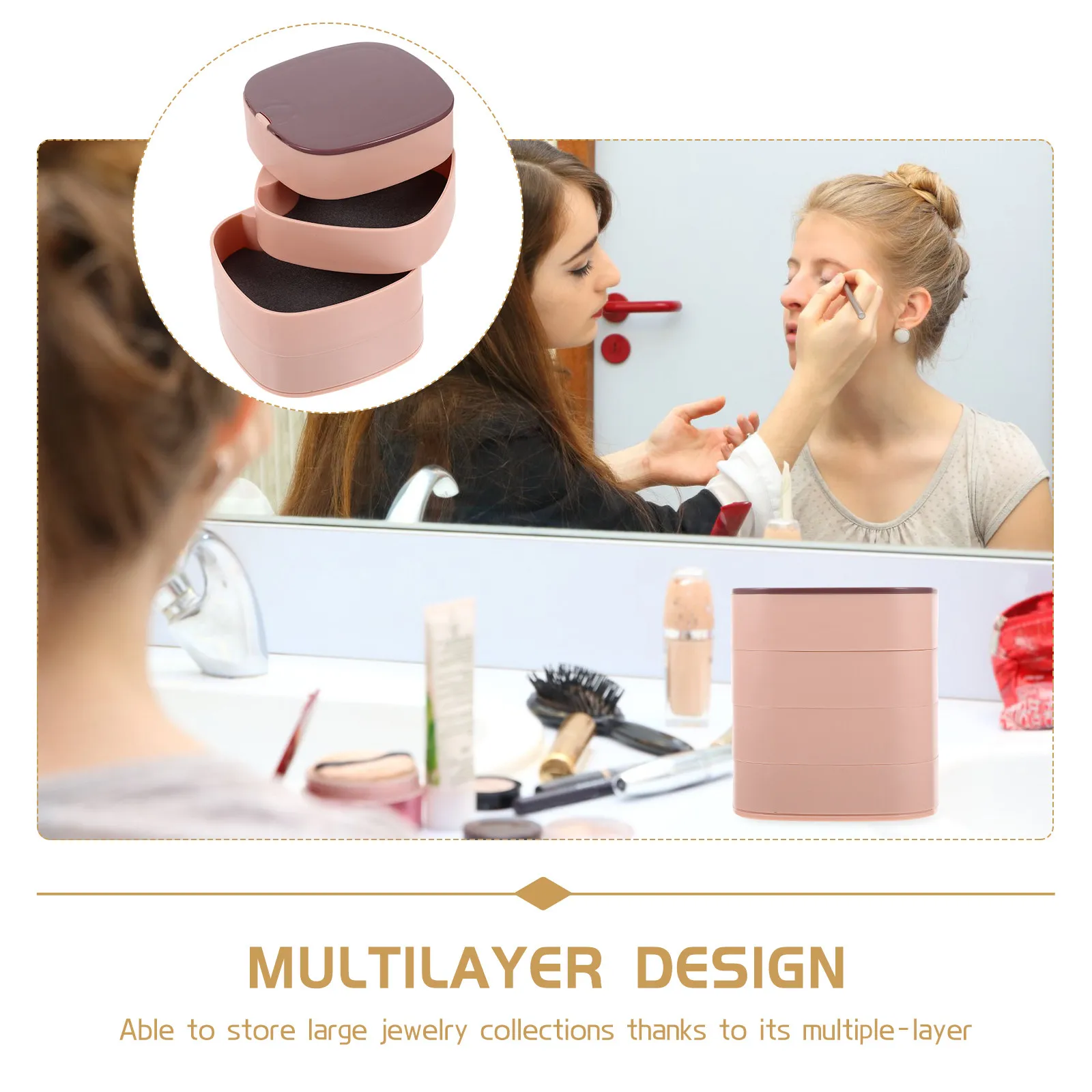 

Шкатулка для украшений 4-слойная вращающаяся, прочная, компактная, для домашнего использования, органайзер для аксессуаров