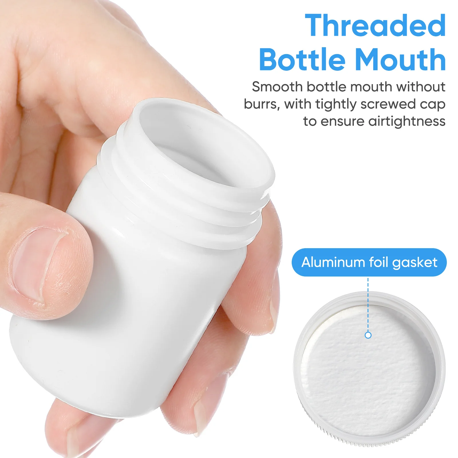 20 قطعة 50 مللي حاويات حبوب منع الحمل الأبيض زجاجات السفر الصغيرة للكبسولات أقراص المحمولة حقيبة للتخزين حامل الطب زجاجة فارغة #2